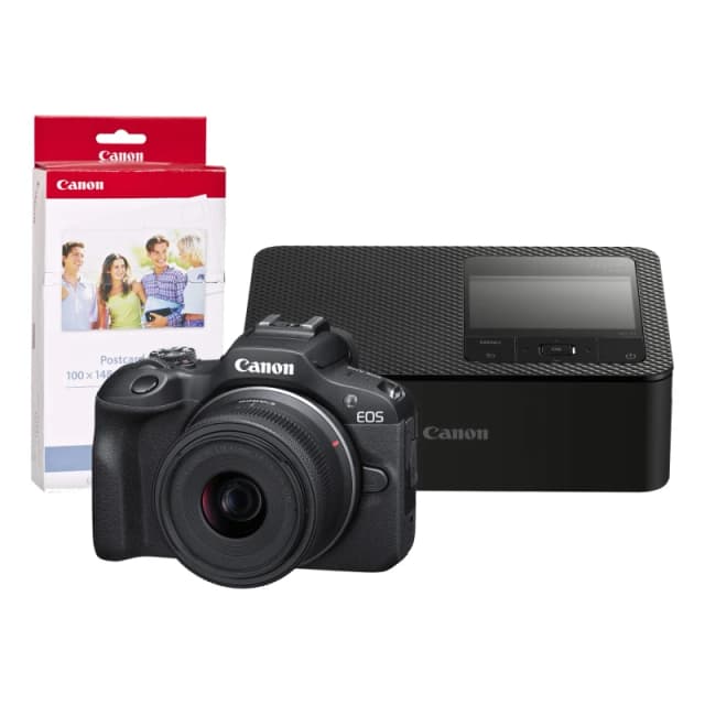 Canon EOS R100 Camera inc RF-S 18-45mm Lens. CP1500 Printer and KP-36I