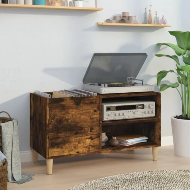 VIDAXL Record Cabinet Smoked Oak 84.5x38x48cm Engineered Wood Vidaxl 831946