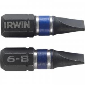 Irwin Impact Slotted Screwdriver Bits 6.5mm 25mm Pack of 2