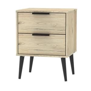 Hirato 2 Drawer Rustic Oak Locker With Black Wooden Legs