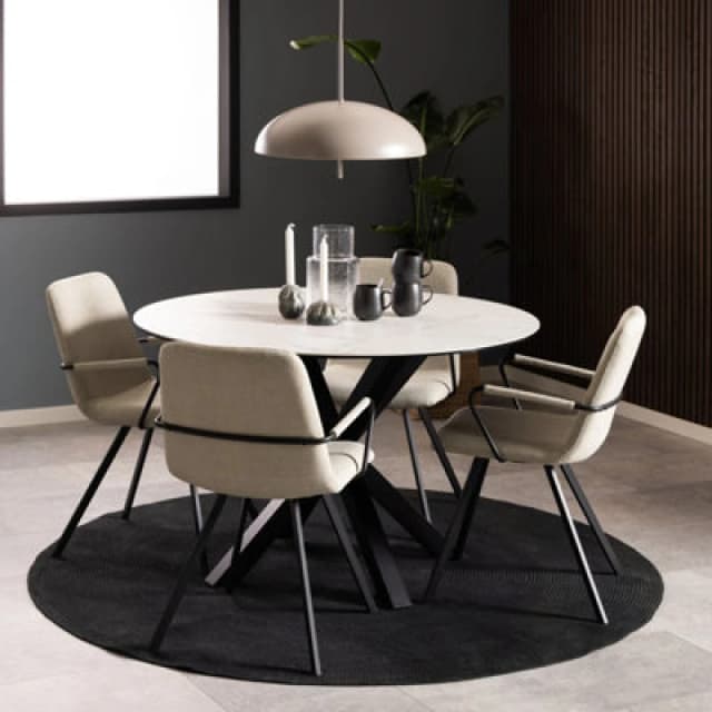 Furniture To Go Heaven Round Dining Table With Ceramic White Top (L) 119Cm Seats Up To 4