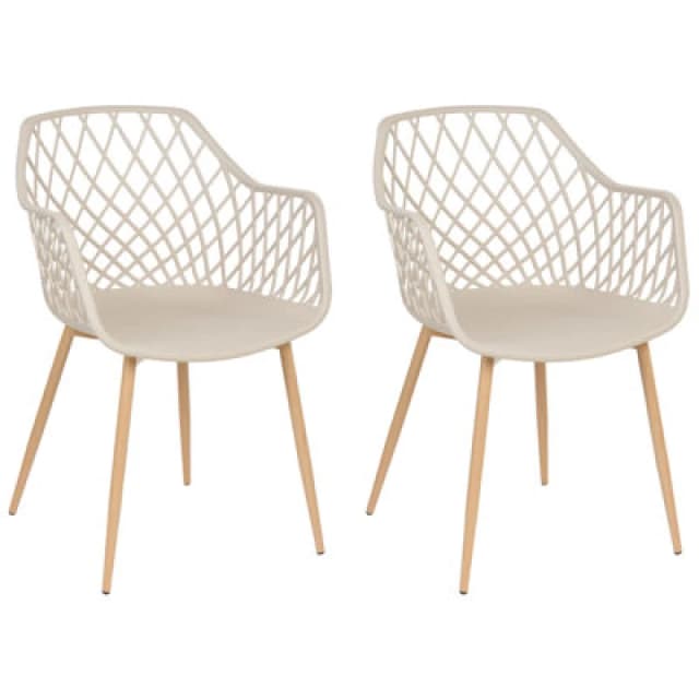 Beliani Set Of 2 Dining Chairs Nashua Beige