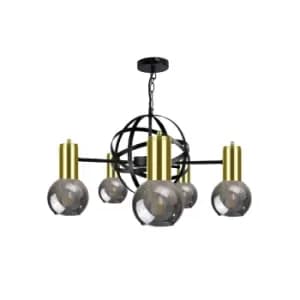 Planet Pendant Ceiling Light Black, Gold, 60cm, 5x E27