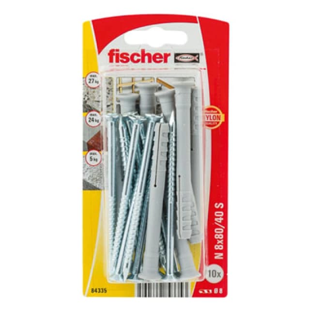 Fischer Fischer 084335 N 8 x 80/40 S K NV Nail plug 80 mm 8mm 1 Set 084335