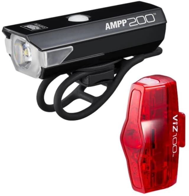 Cateye AMPP 200 and VIZ 100 Front and Rear Light Set with USB-C Charging USB-C NO COLOUR - Cycles UK