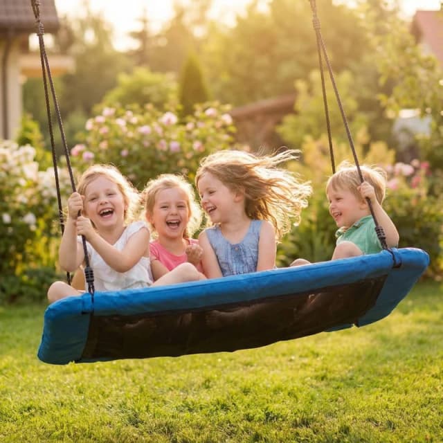 AIYAPLAY Nest Swing with Adjustable Ropes for Kids, Blue Blue Unisex