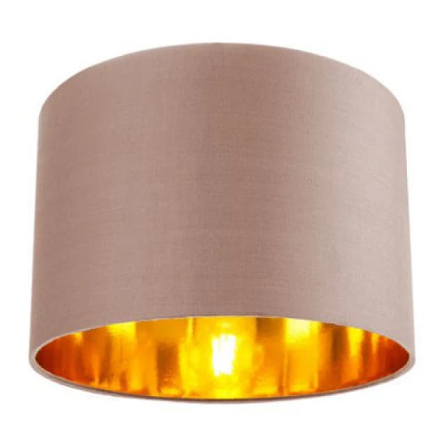 Happy Homewares Contemporary Taupe Cotton 12 Table/pendant Lamp Shade With Shiny Copper Inner