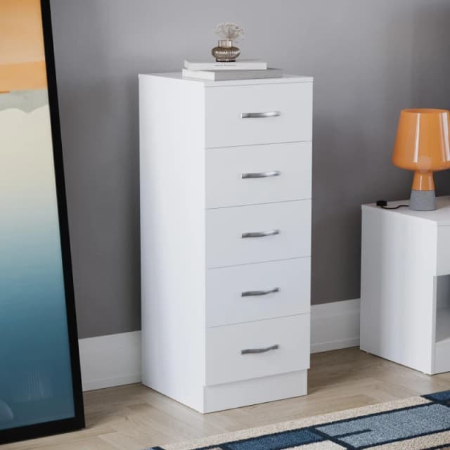 Lassic Vida Designs Riano 5 Drawer Narrow Chest White unisex 5 Drawer