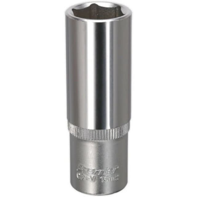 Loops 16mm Forged Steel Deep Drive Socket - 3/8" Square Drive - Chrome Vanadium Socket Metallics