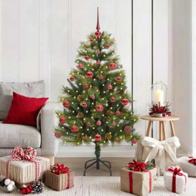 Vidaxl Artificial Hinged Christmas Tree With Cones Green 150 Cm