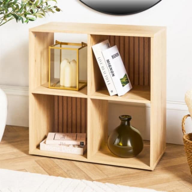 OHS OHS Dallas 4 Cube Wood Effect Storage Unit Bookcase Shelf in Natural Natural One Size Unisex 5027434229789