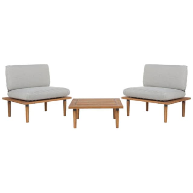 Beliani Garden Lounge Set With Table 2 Seater Frascati Modular Certified Acacia Wood Light Grey