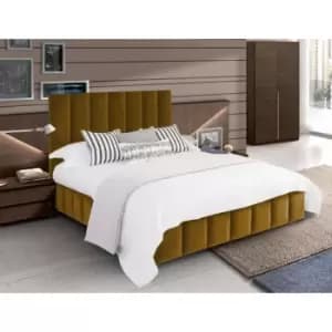Nora Bed King Plush Velvet Mustard