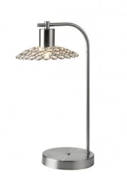1 Light Table Lamp Satin Nickel, Crystal