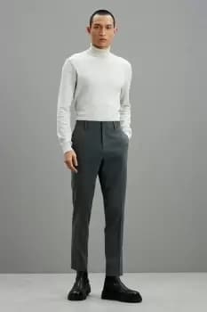 Mens Slim Fit Grey Texture Suit Trousers