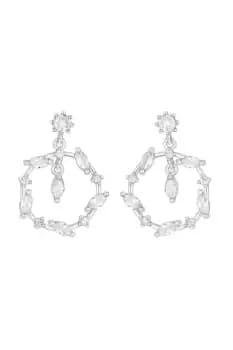 Silver Crystal Cubic Zirconia Forward Facing Charm Drop Earrings
