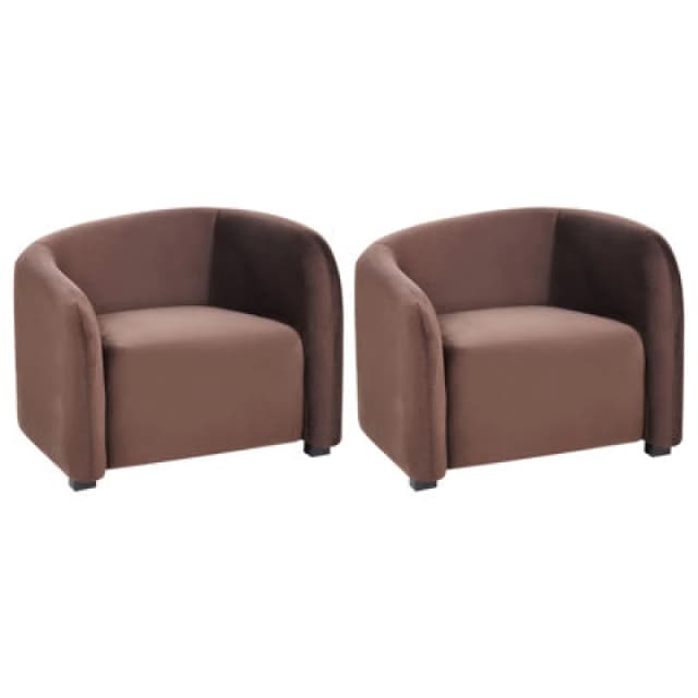 Beliani Set Of 2 Velvet Armchairs Brown Veltada