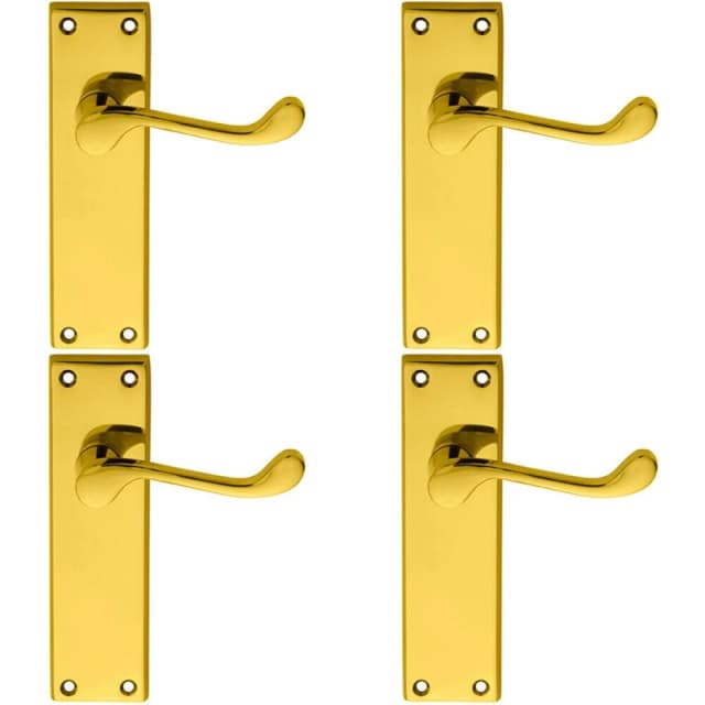 Loops 4x PAIR Victorian Scroll Lever on Sweedor Latch Backplate 150 x 43mm Brass Metallics