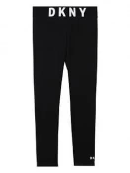 DKNY Girls Logo Waistband Legging, Black, Size Age: 10 Years, Women
