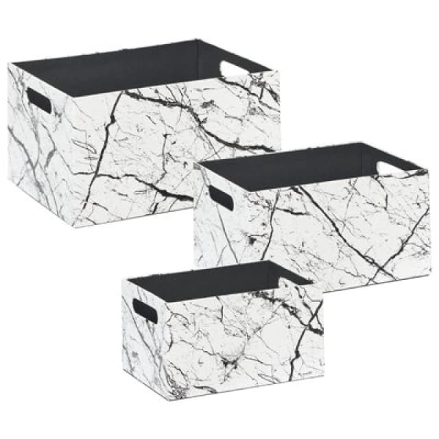 Beliani Set Of 3 Boxes Larsa Faux Leather White