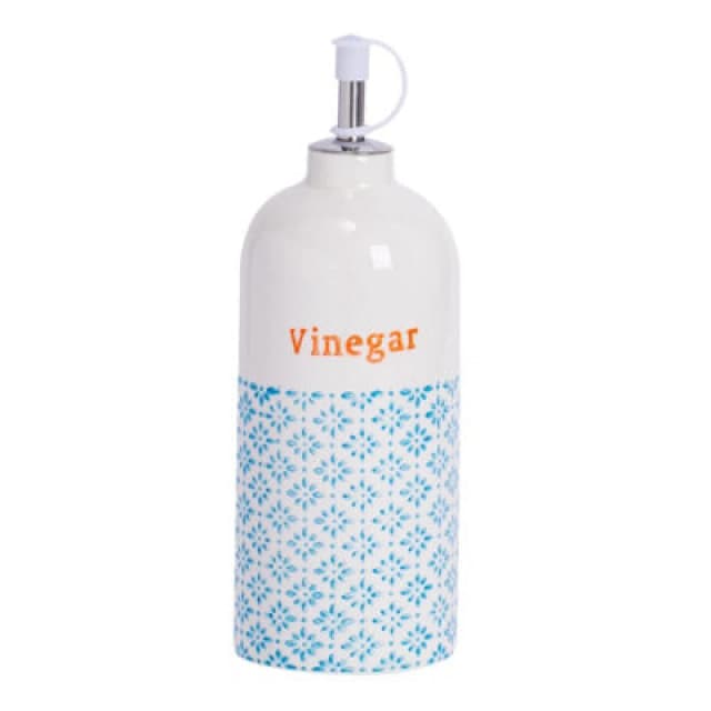 Nicola Spring Hand-Printed Vinegar Pourer Bottle - 500Ml - Blue