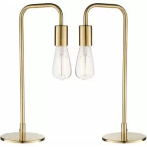 2 pack Modern Hangman Table Lamp Brass Industrial Arm Bedside Desk Light Base