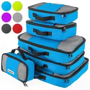 Savisto Packing Cubes Suitcase Organiser 6 Piece Set Blue