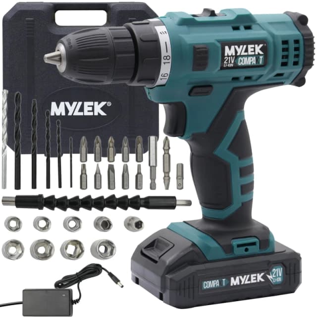 MYLEK 21V Cordless Drill Electric Li-ion Screwdriver Set in Blue Blue Unisex