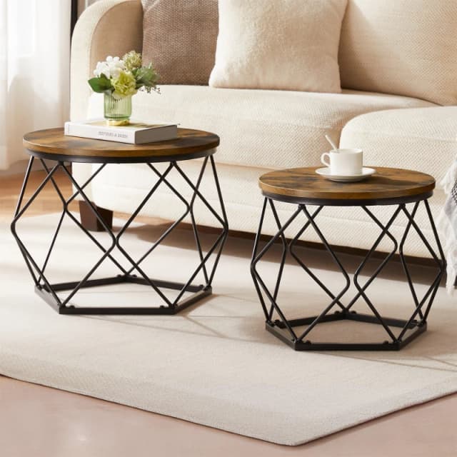 Lassic Vida Designs Brooklyn Nest of 2 Geometric Tables Dark Wood unisex Set of 2