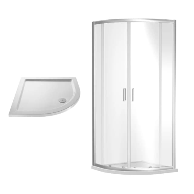 Balterley Shower Quadrant Enclosure Slimline Tray Chrome White 800mm White