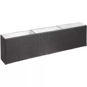Garden Raised Bed with 3 Pots 150x20x40cm Poly Rattan Black - Black - Vidaxl
