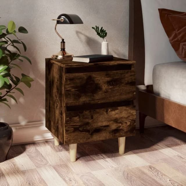 VIDAXL Bed Cabinets with Solid Wood Legs 2 pcs Smoked Oak 40x35x50cm Vidaxl 8720286854723