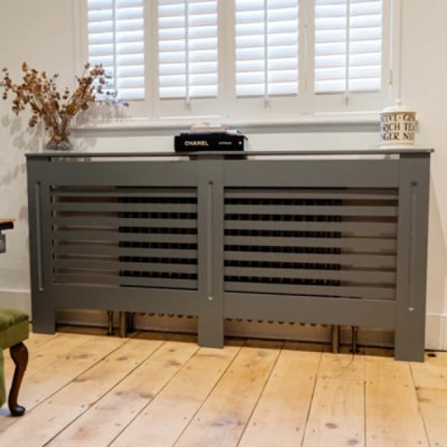 Jack Stonehouse Horizontal Slat Grey Mdf Wooden Radiator Cover - Extra Large - 172Cm (W) X 81.5Cm (H) X 19Cm (D)