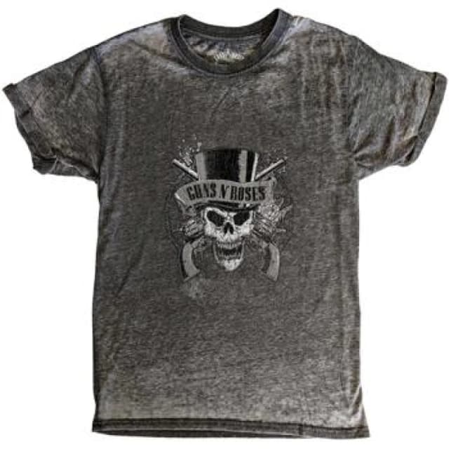 Guns N' Roses Guns N Roses Men Faded Skull Burnout T-Shirt in Charcoal Size: Small Charcoal S Male 5063300717240