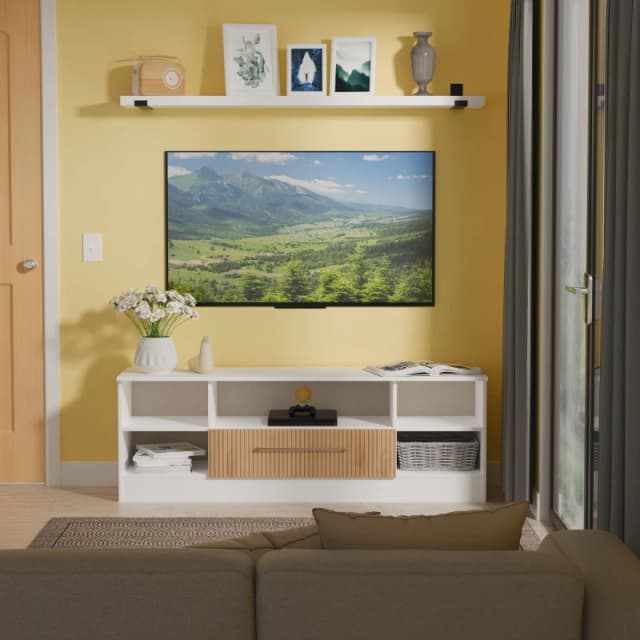 Ready Assembled 2 U Gloucester Wide 1 Drawer TV & Media Unit (Ready Assembled) in White White Unisex