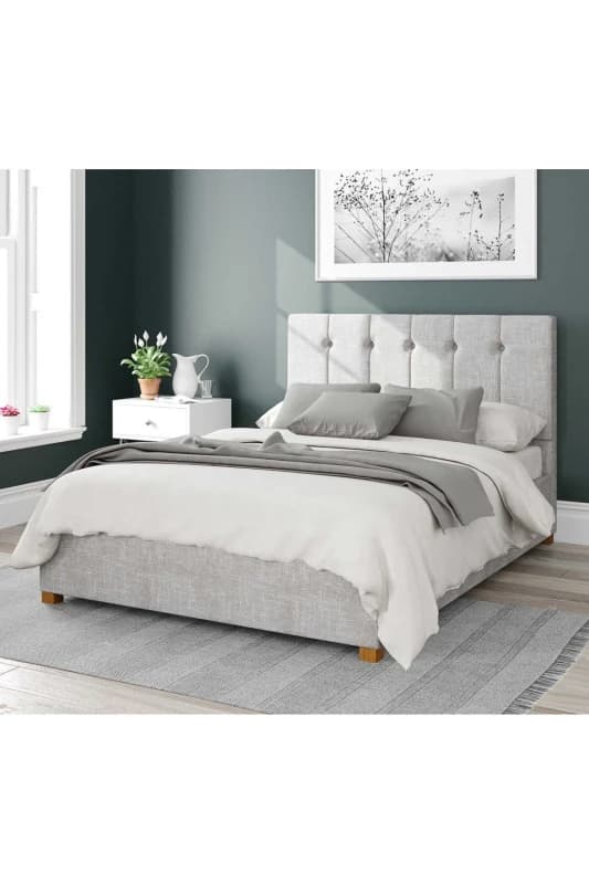 Aspire Aspire Hepburn Upholstered Ottoman Storage Bed, Pure Pastel Cotton Fabric in Grey Size: Single Grey Single Unisex 5057632167392