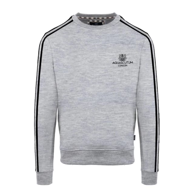 Aquascutum Mens Roundnk Sweat Crew Sweatshirt Crew Sweaters Small Grey 52345302350