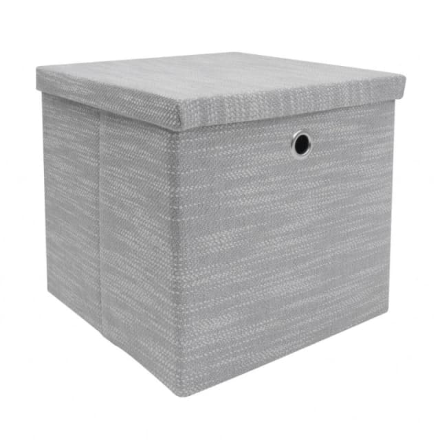 JVL Serena Foldable Cube Organiser Box with Lid Grey unisex 22.7 L