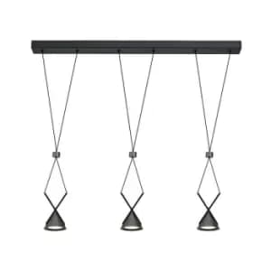Bar Linear Ceiling Pendant 3 Light, 3 x 3W LED, 3000K, 350lm, Sand Black, Grey - Luminosa Lighting