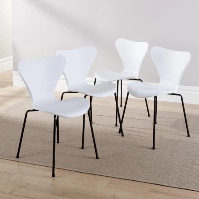 Home Source Set 4 Penny Dining Chairs White