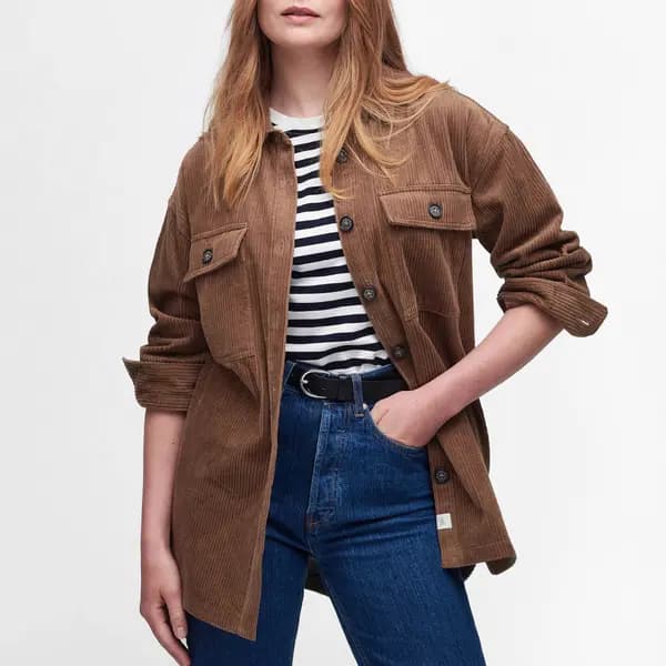 Barbour Oakfield Cotton-Corduroy Overshirt - UK 16 Tan Shirts female LOS0054ST32 UK 16