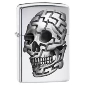 ZIPPO Polished Chrome 3D Skull Windproof Lighter