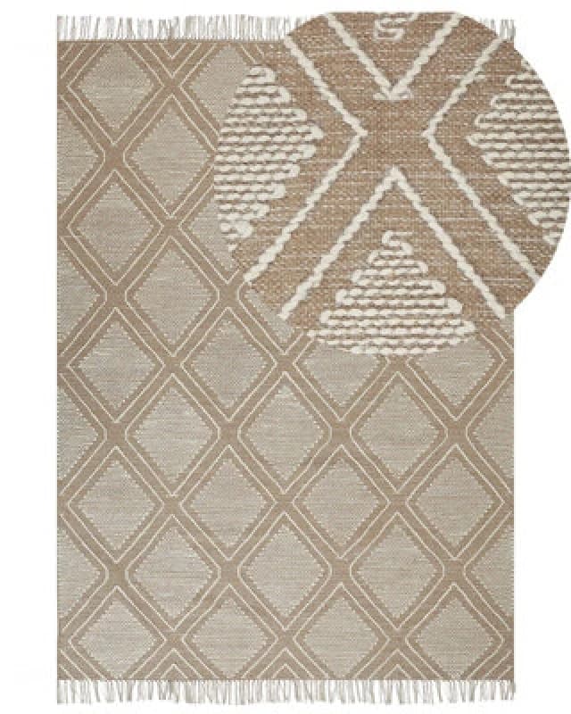 Beliani Rug Kacem Beige 160 X 230 Cm Cotton