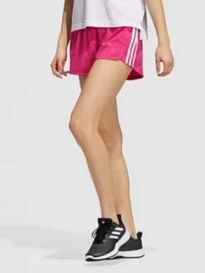 adidas Pacer 3 Stripes Woven Short, Pink/White Size M Women