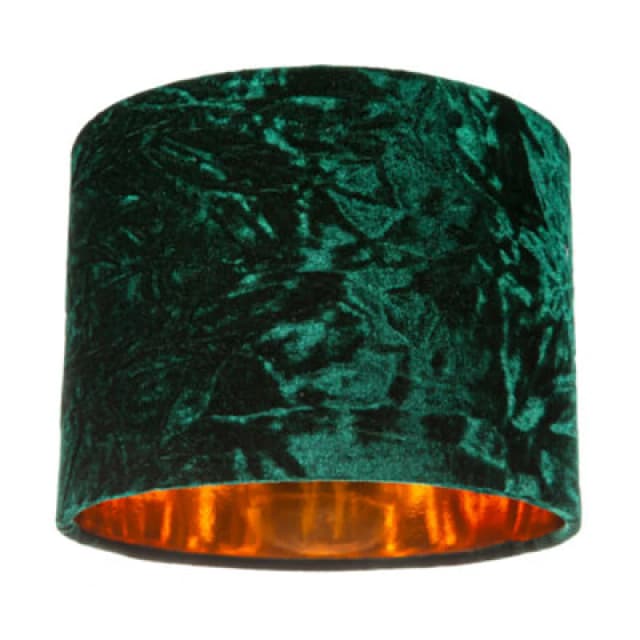 Happy Homewares Modern Green Crushed Velvet 8 Table/pendant Lampshade With Shiny Copper Inner