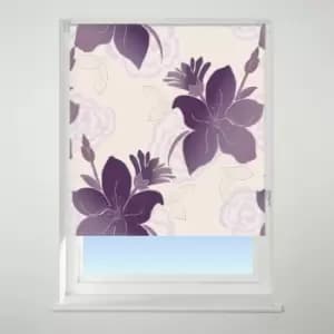 Universal Patterned Lily Purple Blackout Roller Blind Purple
