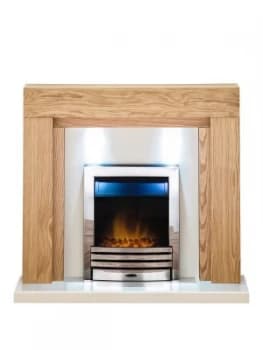 Adam Fire Surrounds Beaumont Fireplace Suite In Oak With Eclipse Electric Fire In Chrome
