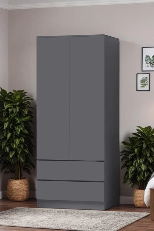 FWStyle FWStyle Dark Grey 2 Door With 2 Drawers Combination Wardrobe Scratch Resistant Grey One Size Unisex 5056413127594