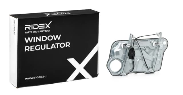 RIDEX 1561W0142 Window regulator Left Front, Operating Mode: Electric, without electric motor, with bolted-on plate Window Winder (1561)