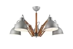 Marcello Adjustable Multi Arm Pendant Ceiling Light Rustic, 5x E27